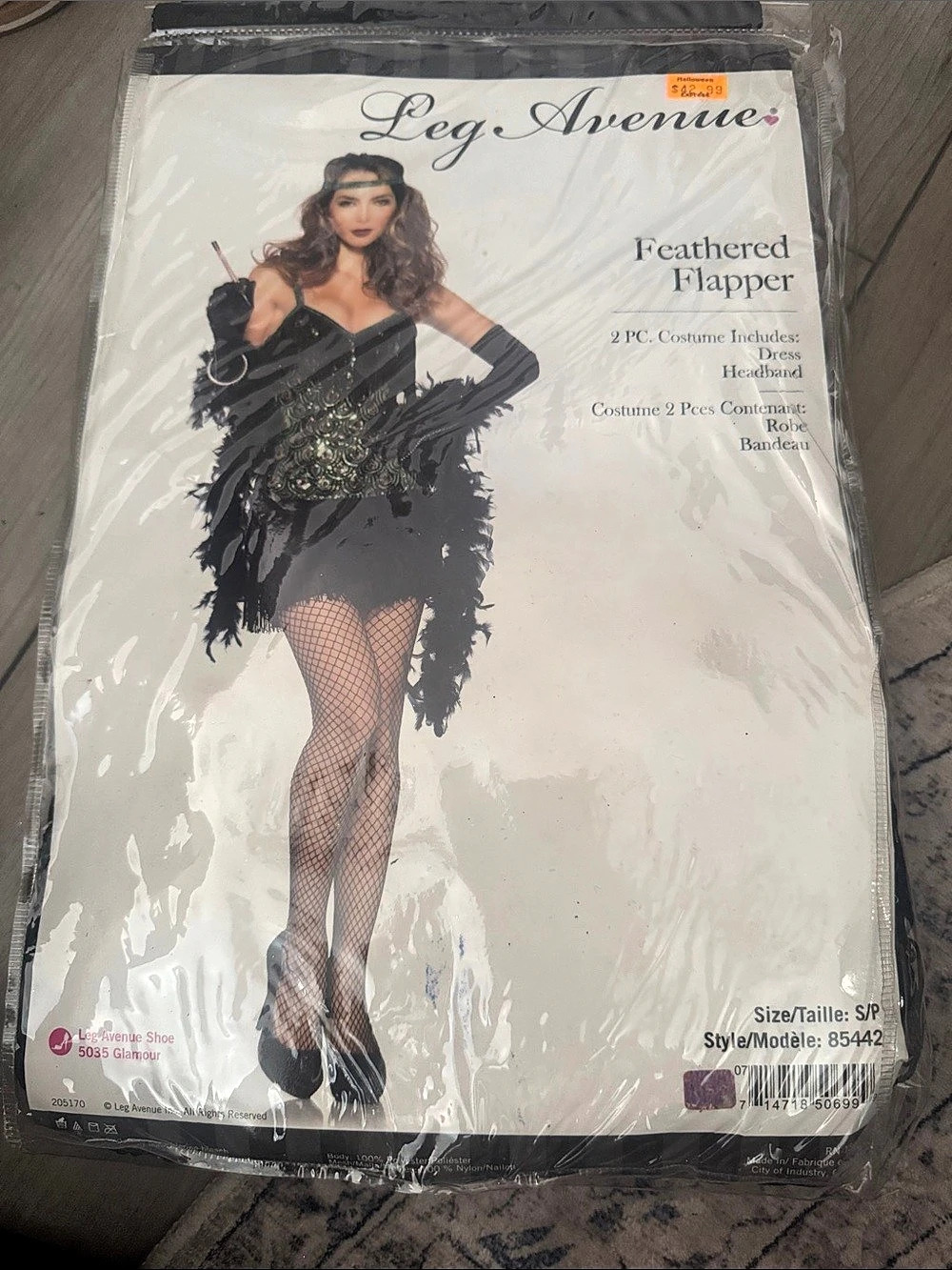 Leg Avenue Feathered Flapper 2-Piece Costume Black & Green Small